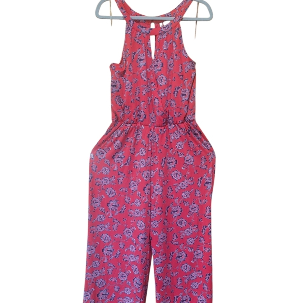 New Directions Red Cut Out Pleated Jumpsuit